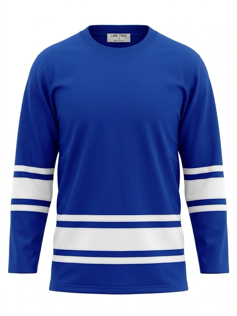 Men's Royal Blue Crewneck Sweater with White Stripes